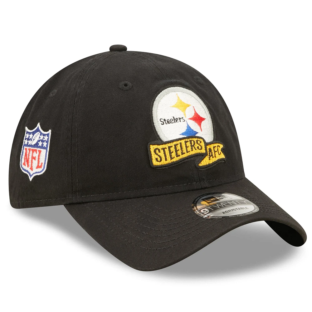 Ligne de touche 2022 Pittsburgh Steelers New Era pour homme - Noir - Casquette réglable couleur équipe 9TWENTY