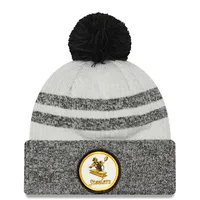 Women's New Era White Pittsburgh Steelers 2023 Sideline Cuffed Knit Hat with Pom