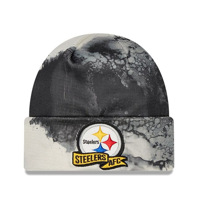 New Era Pittsburgh Steelers 2022 Sideline pour homme - Noir - Bonnet en tricot à revers teint à l'encre