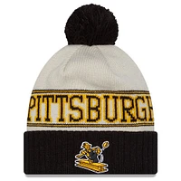 Bonnet en tricot à revers avec pompon pour homme Pittsburgh Steelers 2023 Sideline Historic New Era, noir