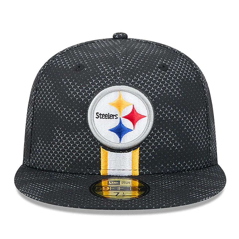 Casquette ajustée 59FIFTY Pittsburgh Steelers 2024 Sideline New Era noire pour hommes