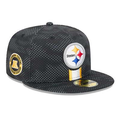 Casquette ajustée 59FIFTY Pittsburgh Steelers 2024 Sideline New Era noire pour hommes