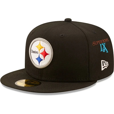 Casquette ajustée 59FIFTY des Pittsburgh Steelers 6x Super Bowl Champions New Era pour homme, noire