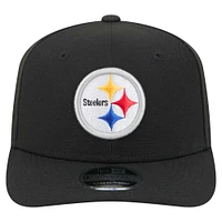 Casquette extensible à bouton-pression 9SEVENTY noire des Pittsburgh Steelers de New Era pour homme