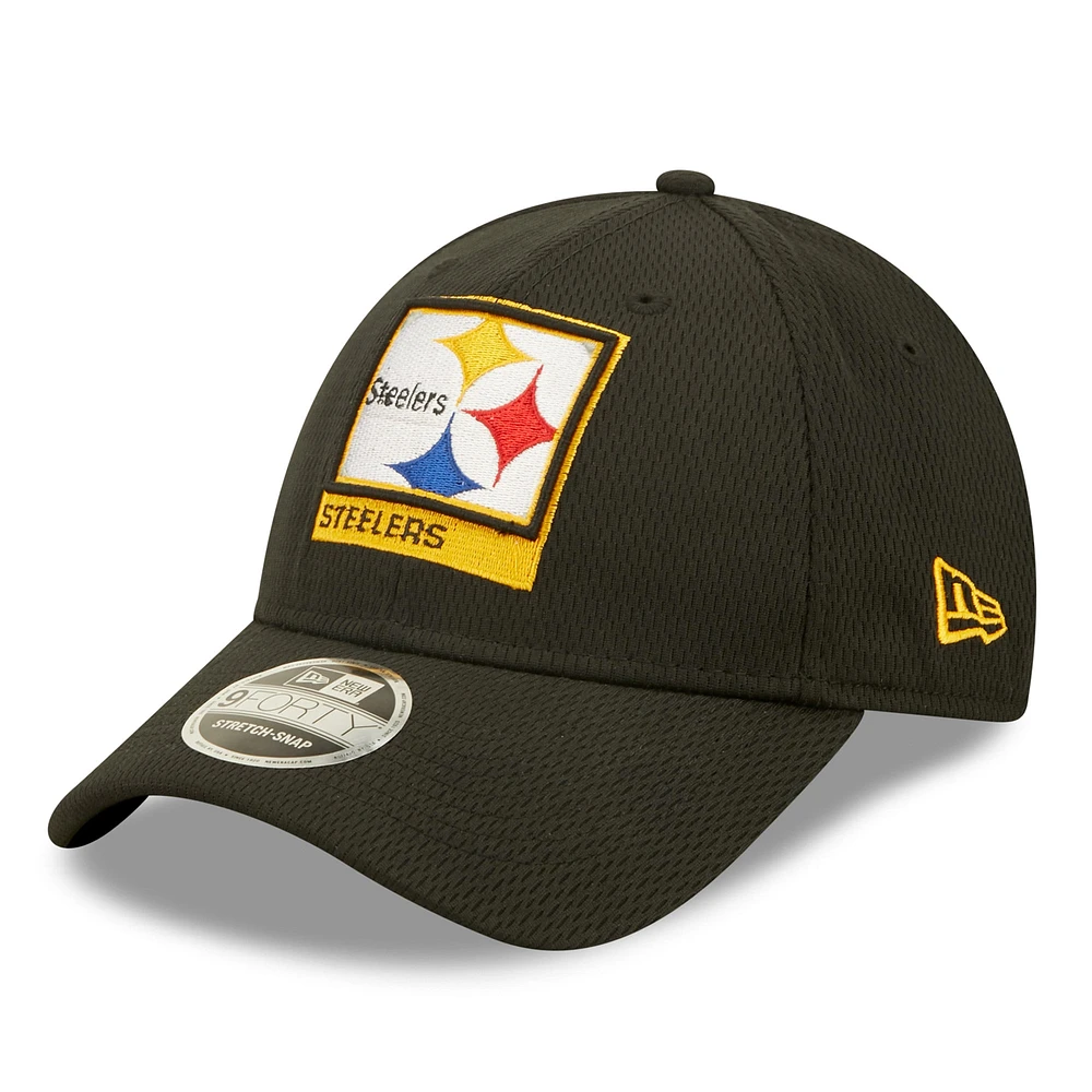 Men's New Era Black Pittsburgh Steelers A-Frame - 9FORTY Snapback Hat