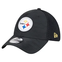 Casquette 39THIRTY Flex noire à motif camouflage actif des Steelers de Pittsburgh New Era pour homme