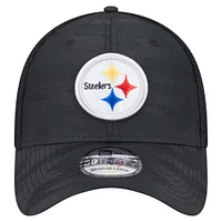 Casquette 39THIRTY Flex noire à motif camouflage actif des Steelers de Pittsburgh New Era pour homme