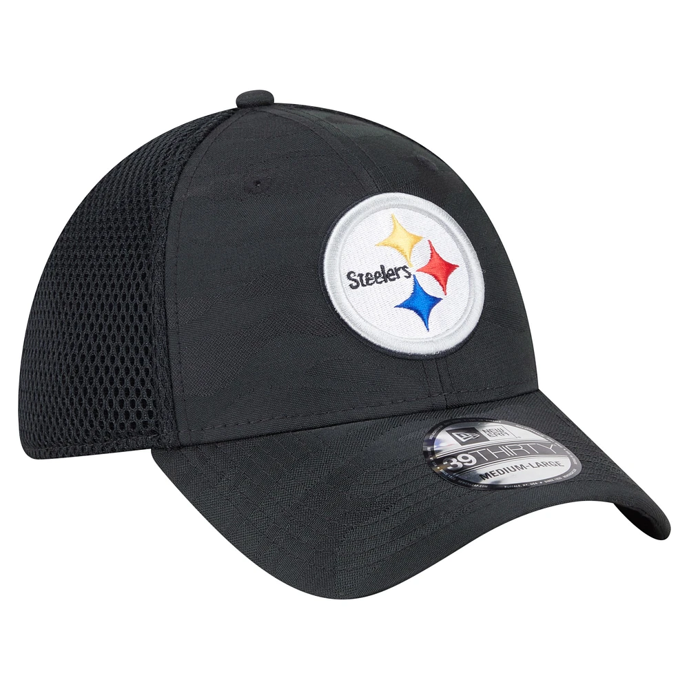 Casquette 39THIRTY Flex noire à motif camouflage actif des Steelers de Pittsburgh New Era pour homme