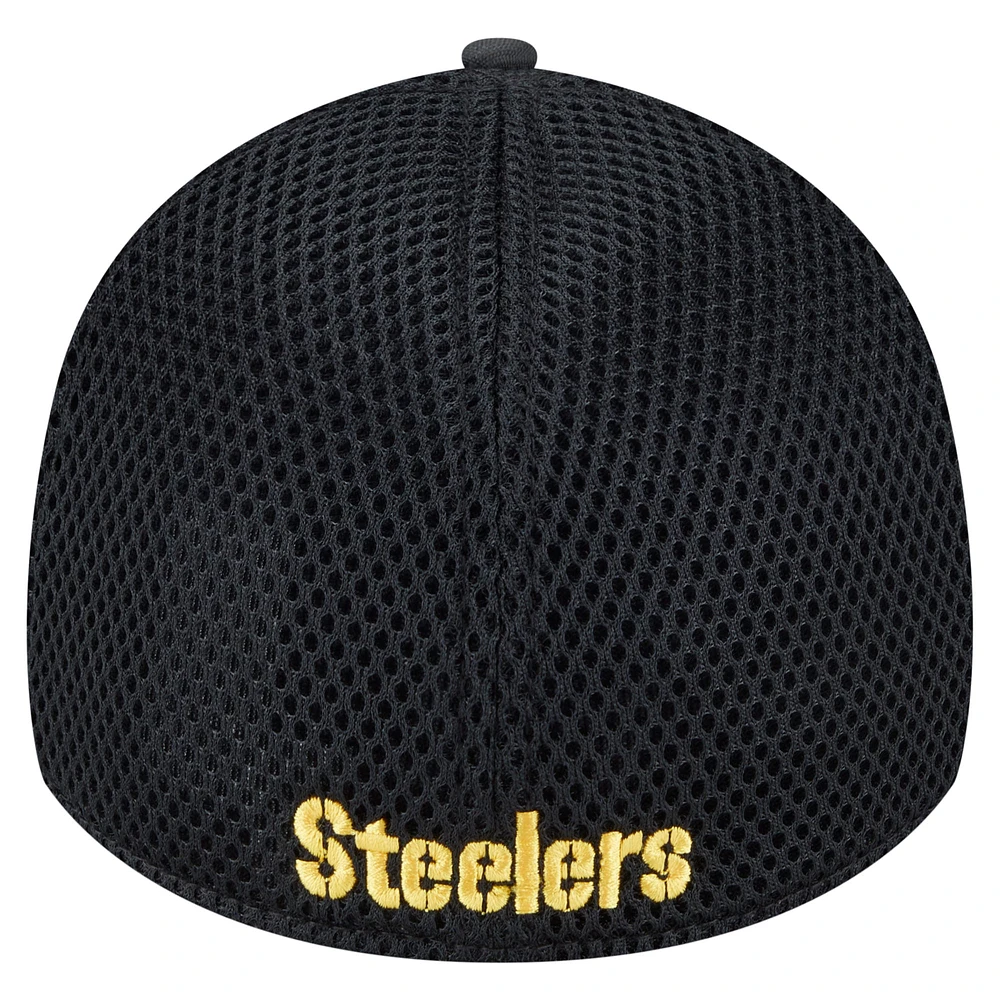 Casquette 39THIRTY Flex noire à motif camouflage actif des Steelers de Pittsburgh New Era pour homme