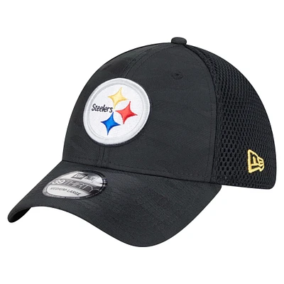 Casquette 39THIRTY Flex noire à motif camouflage actif des Steelers de Pittsburgh New Era pour homme