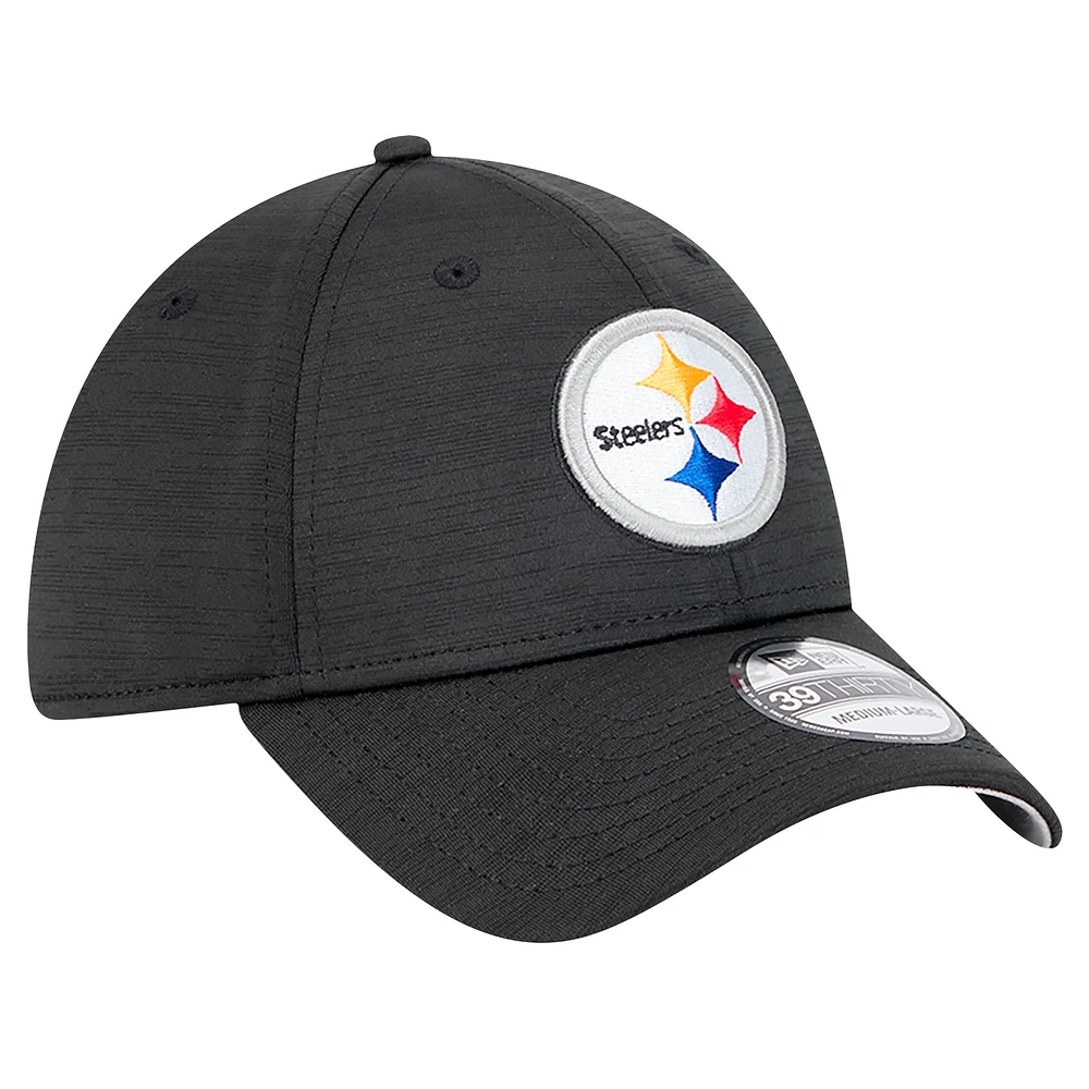 Men's New Era Black Pittsburgh Steelers  Active Tech 39THIRTY Flex Hat