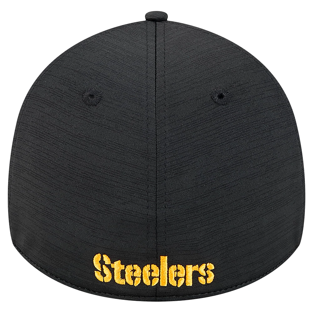 Men's New Era Black Pittsburgh Steelers  Active Tech 39THIRTY Flex Hat