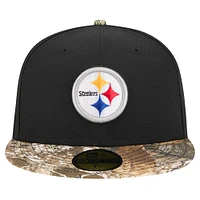 Men's New Era Black Pittsburgh Steelers Active Two-Tone Camo 59FIFTY Fitted Hat