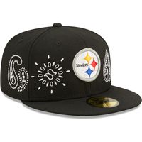 Men's New Era Black Pittsburgh Steelers Bandana 59FIFTY - Fitted Hat