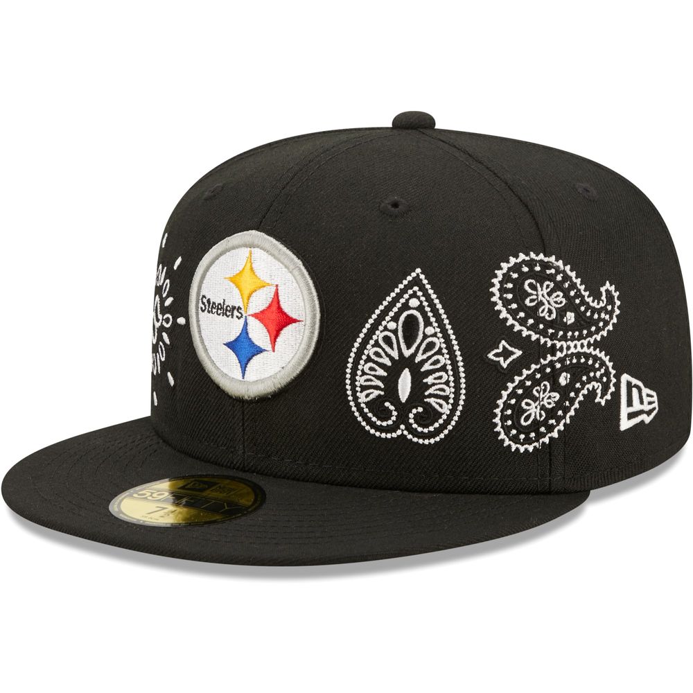 New Era Men's New Era Black Pittsburgh Steelers Bandana 59FIFTY - Fitted Hat