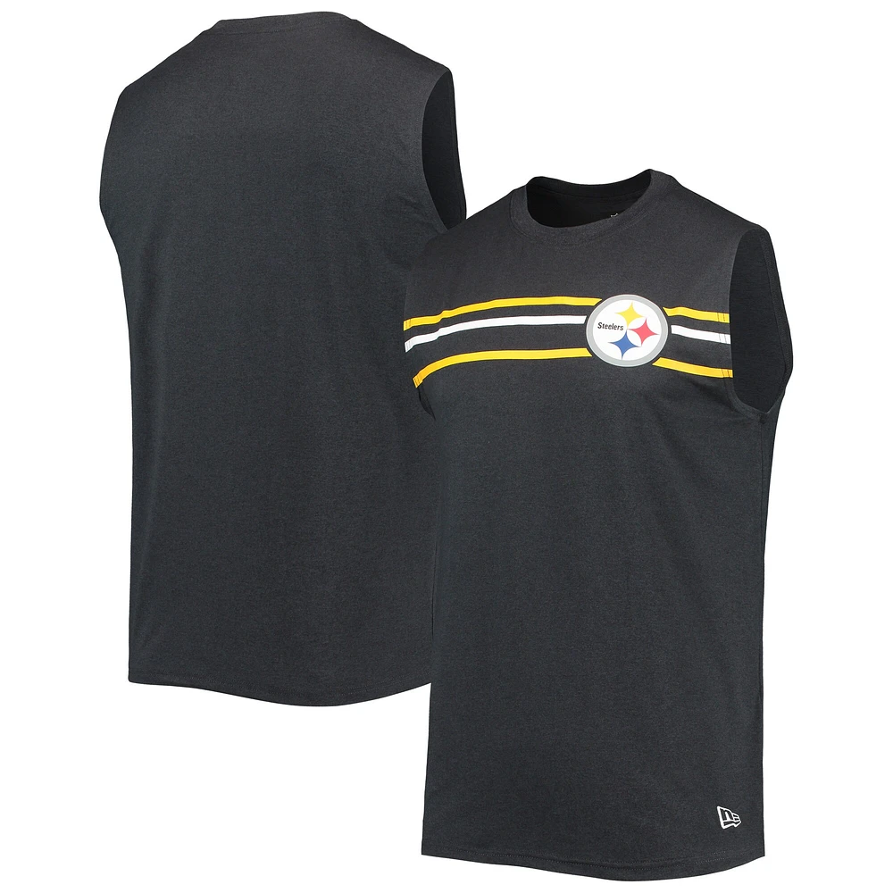 Débardeur sans manches brossé Pittsburgh Steelers New Era pour homme, noir