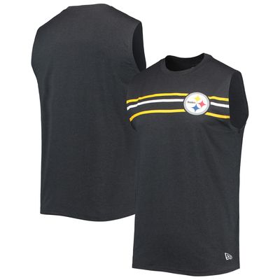 Men's New Era Black Pittsburgh Steelers Brushed Sleeveless Tank Top