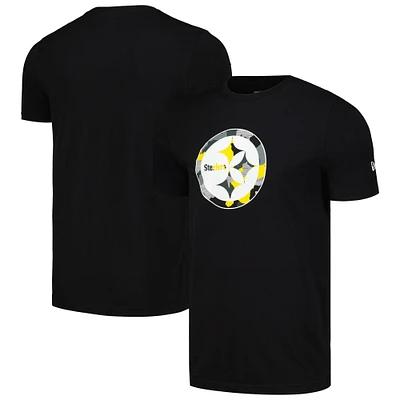 T-shirt noir avec logo camouflage des Pittsburgh Steelers New Era pour hommes