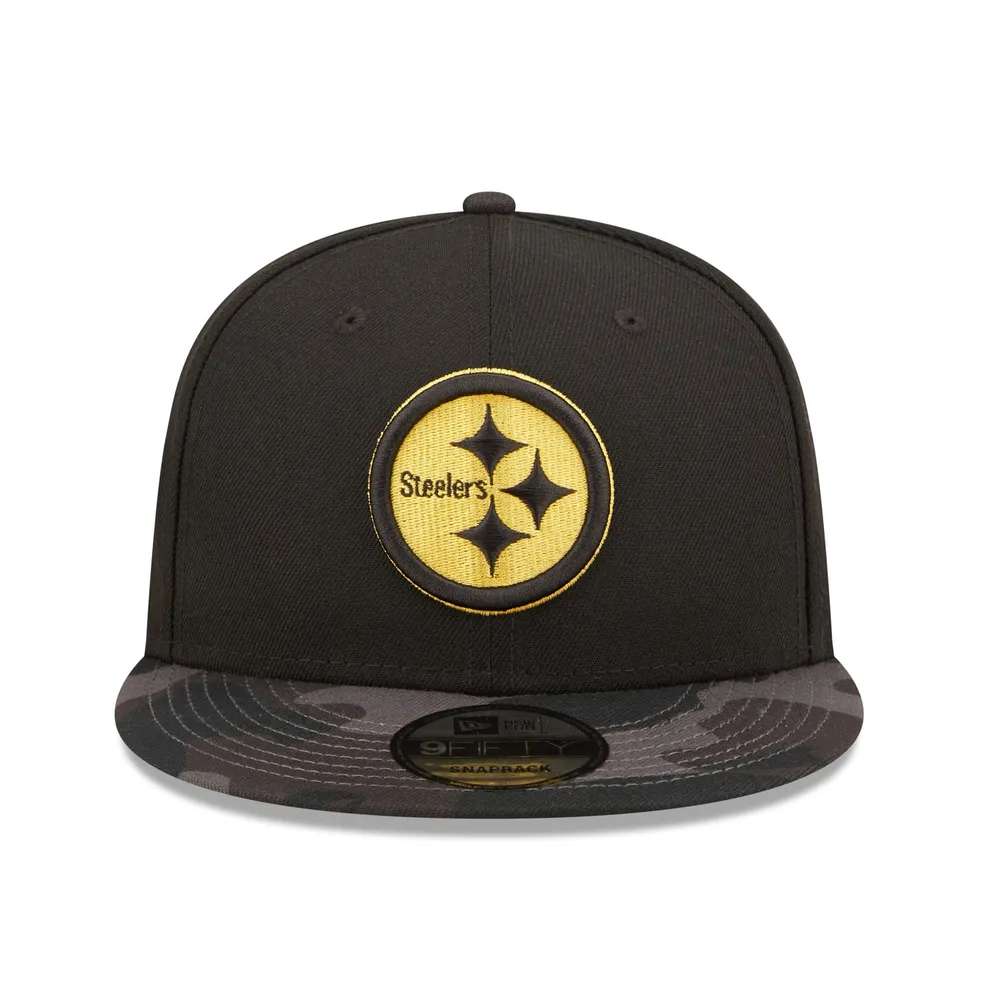 New Era Men's New Era Black Pittsburgh Steelers Camo Vizor 9FIFTY Snapback  Hat