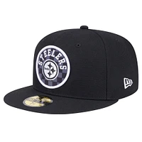 Men's New Era Black Pittsburgh Steelers Checkered 59FIFTY Fitted Hat