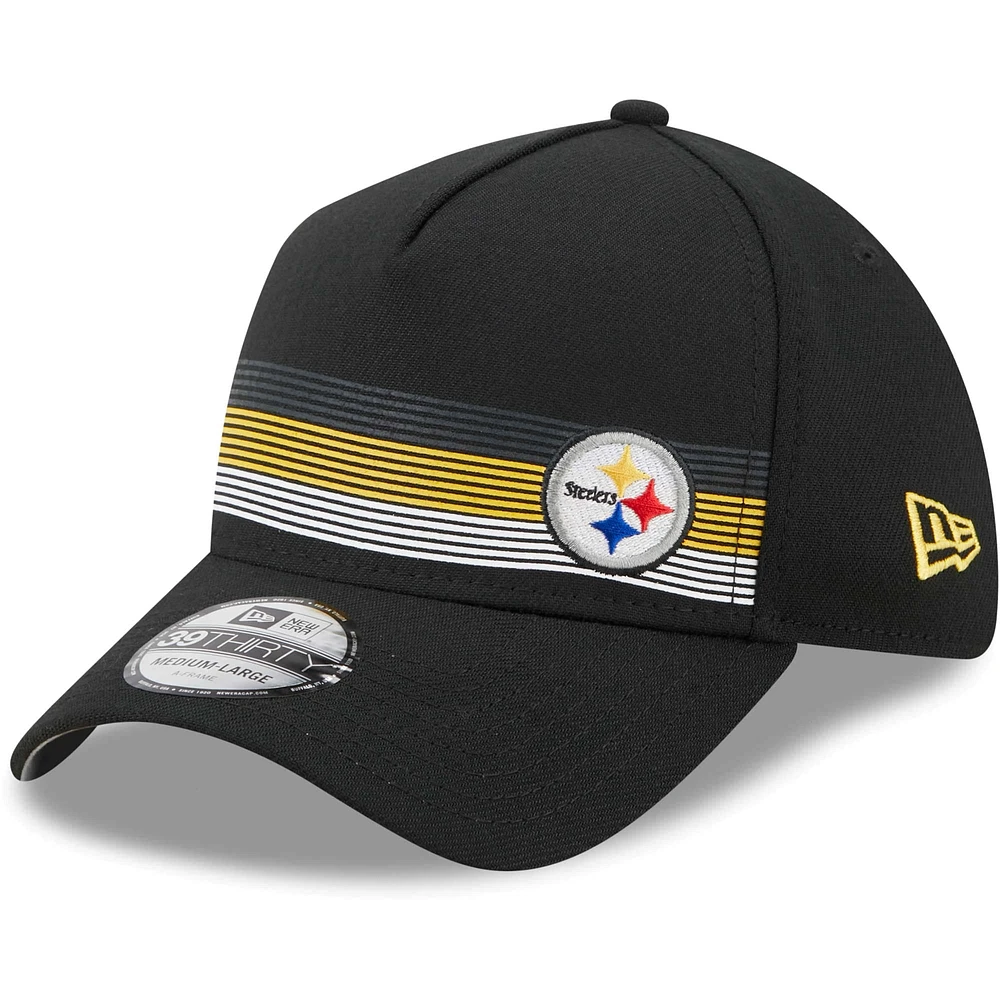 Men's New Era Black Pittsburgh Steelers Flawless Stripe 39THIRTY Flex Hat