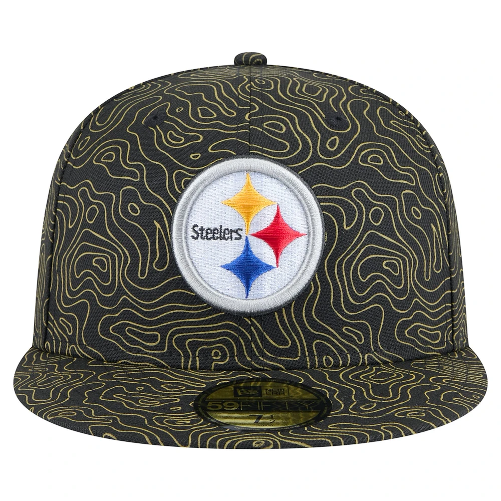 Casquette ajustée Geo 59FIFTY noire des Pittsburgh Steelers pour homme de New Era