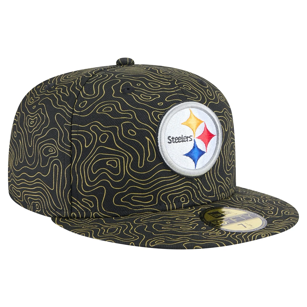 Casquette ajustée Geo 59FIFTY noire des Pittsburgh Steelers pour homme de New Era