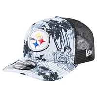 Men's New Era  Black Pittsburgh Steelers Hula Trucker 9SEVENTY Adjustable Hat