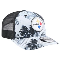 Men's New Era  Black Pittsburgh Steelers Hula Trucker 9SEVENTY Adjustable Hat