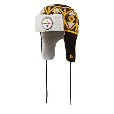 Pittsburgh Steelers New Era  Knit Trapper Hat -  Black