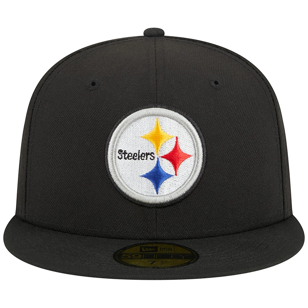 Casquette ajustée Main 59FIFTY noire des Pittsburgh Steelers de New Era pour homme