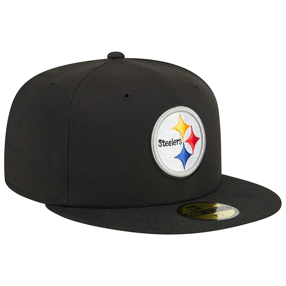 Casquette ajustée Main 59FIFTY noire des Pittsburgh Steelers de New Era pour homme