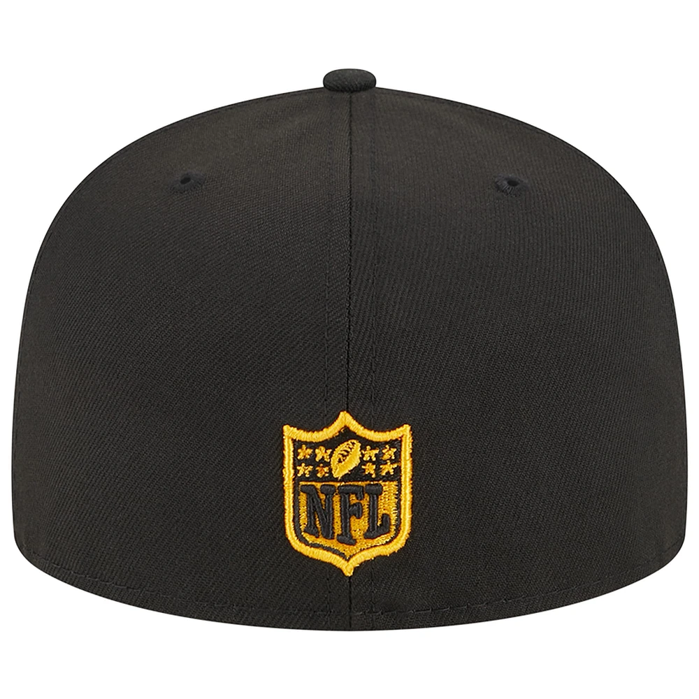 Casquette ajustée Main 59FIFTY noire des Pittsburgh Steelers de New Era pour homme