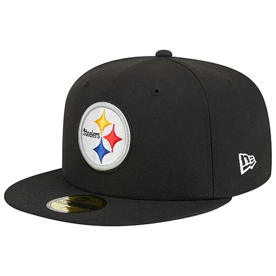 Casquette ajustée Main 59FIFTY noire des Pittsburgh Steelers de New Era pour homme