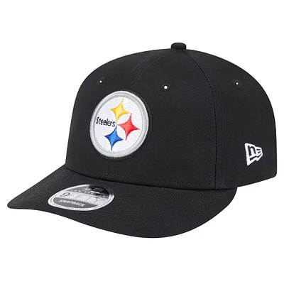 Men's New Era Black Pittsburgh Steelers Main Low Profile 9FIFTY Snapback Hat