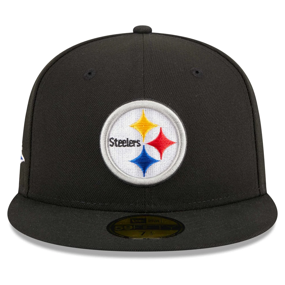 Casquette ajustée 59FIFTY avec écusson principal des Pittsburgh Steelers New Era noire pour hommes