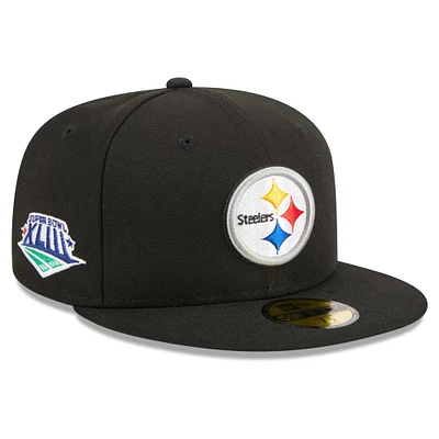 Casquette ajustée 59FIFTY avec écusson principal des Pittsburgh Steelers New Era noire pour hommes