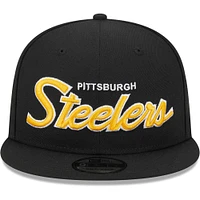 Casquette Snapback 9FIFTY Main Script des Pittsburgh Steelers New Era noire pour hommes
