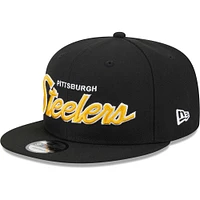Casquette Snapback 9FIFTY Main Script des Pittsburgh Steelers New Era noire pour hommes