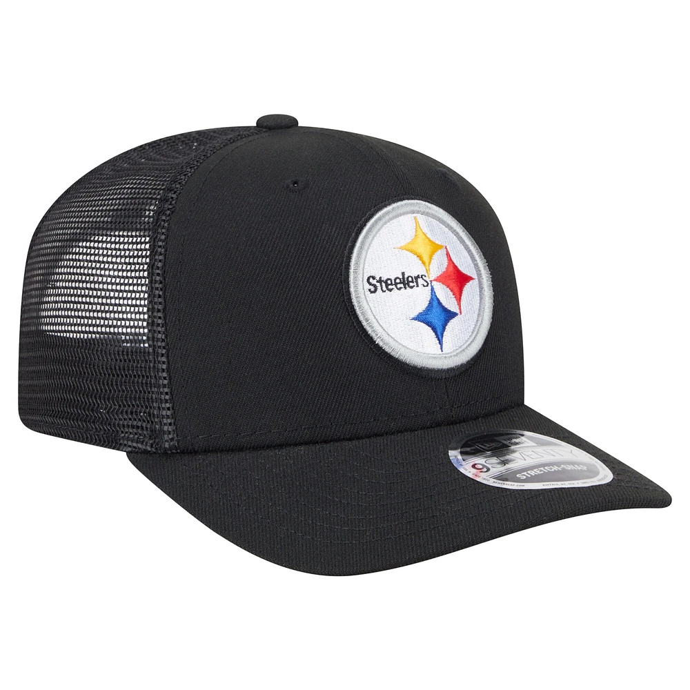 Casquette camionneur extensible 9SEVENTY noire des Pittsburgh Steelers pour homme de New Era