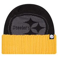 Bonnet en tricot à revers surdimensionné noir Pittsburgh Steelers New Era pour homme