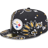 Men's New Era Black Pittsburgh Steelers Paisley 59FIFTY Fitted Hat