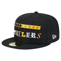 Men's New Era Black Pittsburgh Steelers Ransom 59FIFTY Fitted Hat