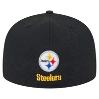 Men's New Era Black Pittsburgh Steelers Ransom 59FIFTY Fitted Hat