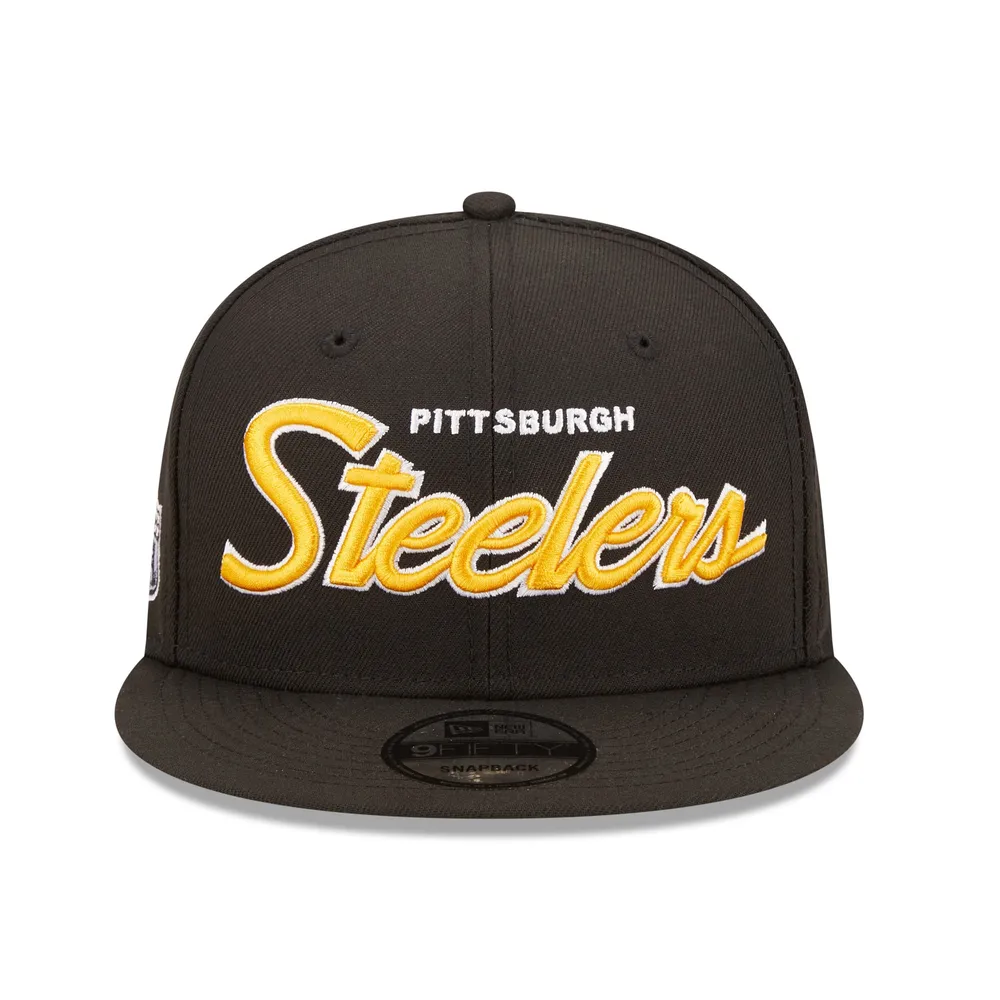 Men's New Era Black Pittsburgh Steelers Script Trucker 9FIFTY