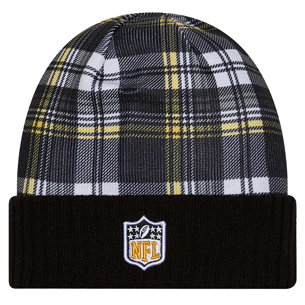 Bonnet en tricot à revers noir Pittsburgh Steelers Sideline Statement pour homme New Era