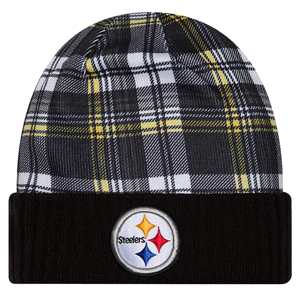 Men's New Era Black Pittsburgh Steelers Sideline Statement Cuffed Knit Hat