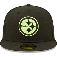 Men's New Era  Black Pittsburgh Steelers Super Bowl XL Summer Pop 59FIFTY Fitted Hat