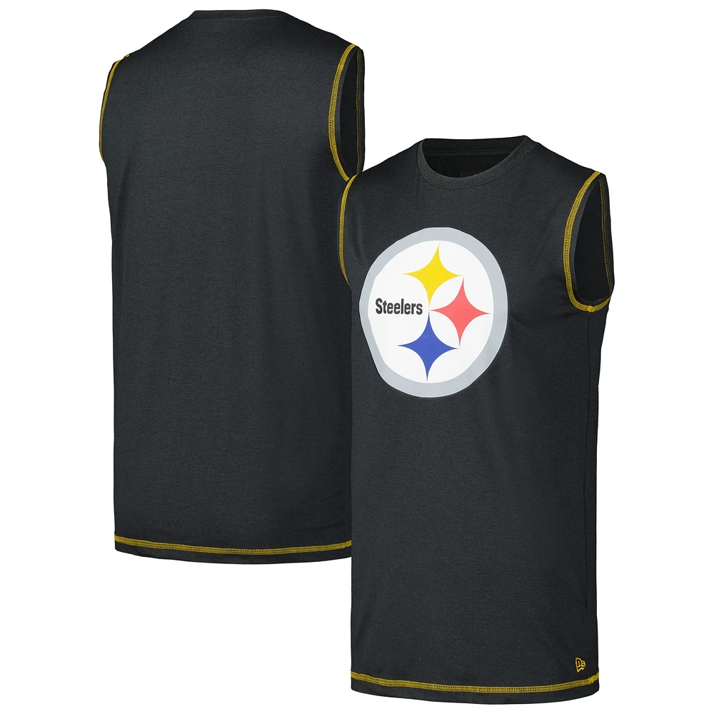 Débardeur New Era noir des Pittsburgh Steelers pour hommes