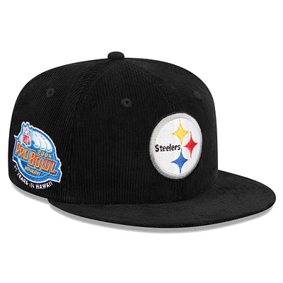 Casquette ajustée 59FIFTY en velours côtelé noir Pittsburgh Steelers New Era pour hommes